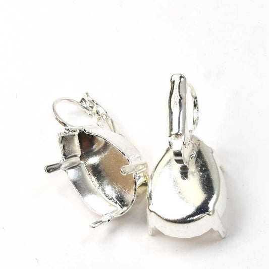 Setting for Pointed Back Rhinestone - ID 13x18mm Pear - Leverback Earring - Brig