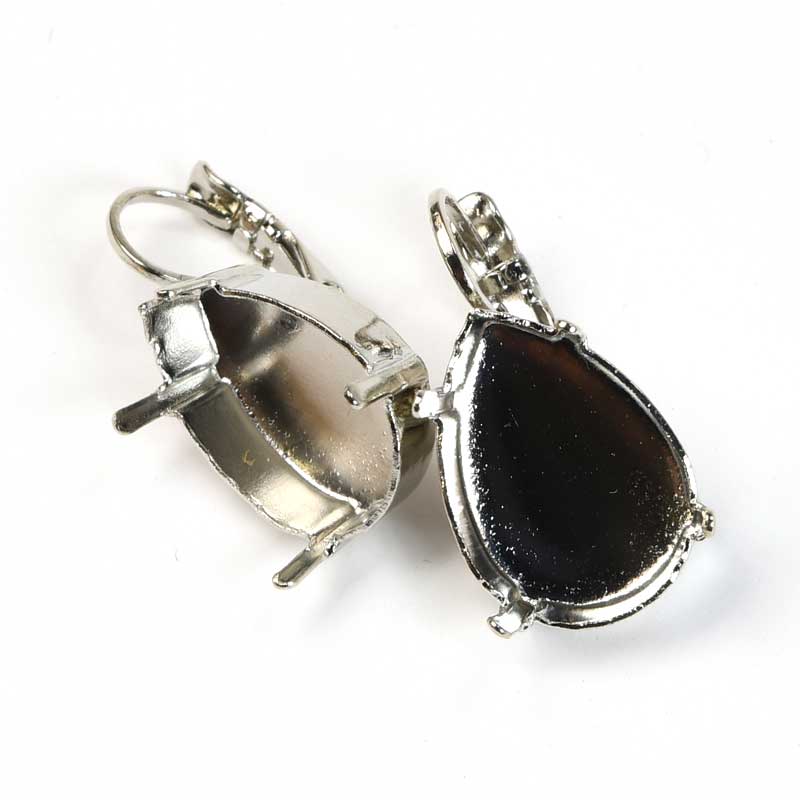 Setting for Pointed Back Rhinestone - ID 13x18mm Pear - Leverback Earring - Imit