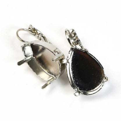 Setting for Pointed Back Rhinestone - ID 13x18mm Pear - Leverback Earring - Imit