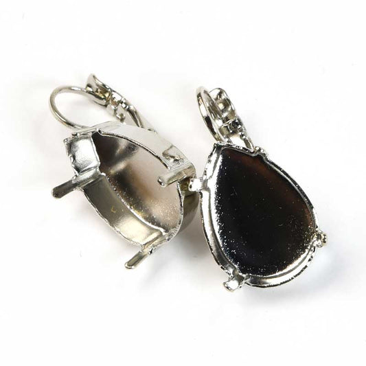 Setting for Pointed Back Rhinestone - ID 13x18mm Pear - Leverback Earring - Imit