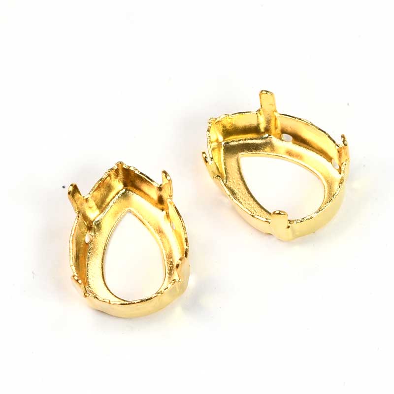 Setting for Pointed Back Rhinestone - ID 13x18mm Pear - Gold Plated (5)