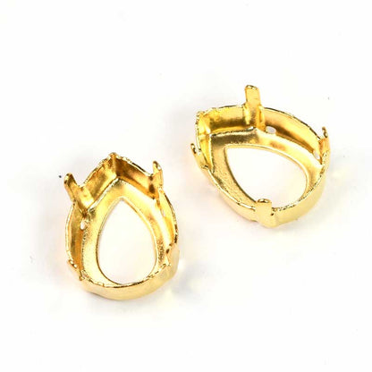Setting for Pointed Back Rhinestone - ID 13x18mm Pear - Gold Plated (5)