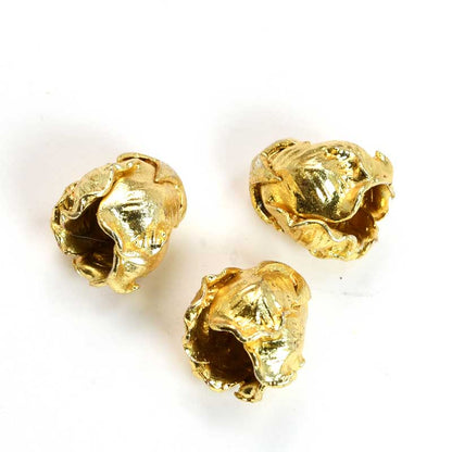 Cone Curvy Leaves - ID 6mm - Bright Gold Plated (Pair)