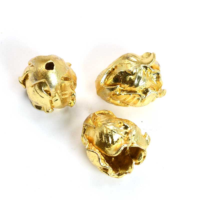 Cone Curvy Leaves - ID 6mm - Bright Gold Plated (Pair)