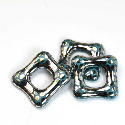 Fused Glass - 35mm - Trafalgar Square - Blue Turquoise