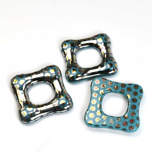 Fused Glass - 35mm - Trafalgar Square - Blue Turquoise