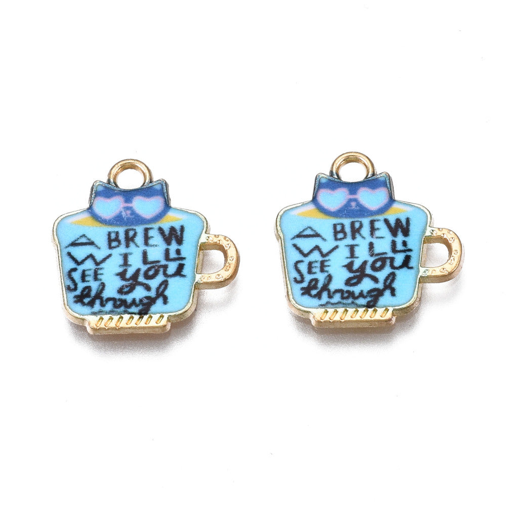 Cat Tea Cup Charm   Blue Brew 5