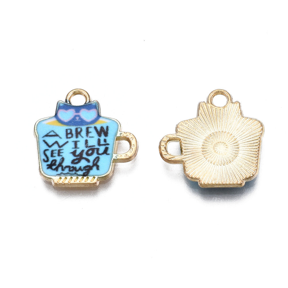 Cat Tea Cup Charm   Blue Brew 5