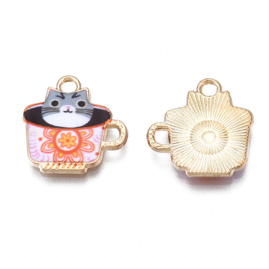 Cat Tea Cup Charm   Pink 5