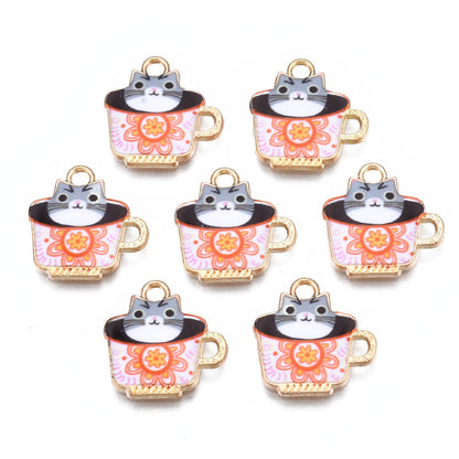 Cat Tea Cup Charm   Pink 5