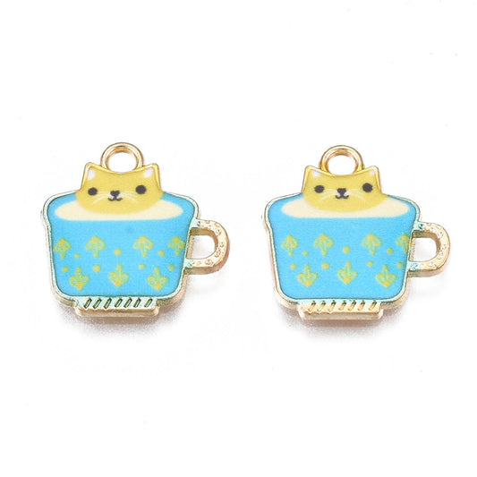Cat Tea Cup Charm   Turquoise 5