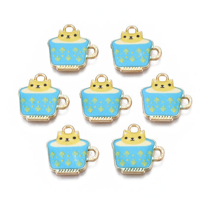 Cat Tea Cup Charm   Turquoise 5