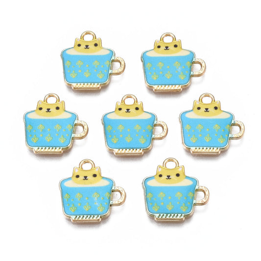 Cat Tea Cup Charm   Turquoise 5