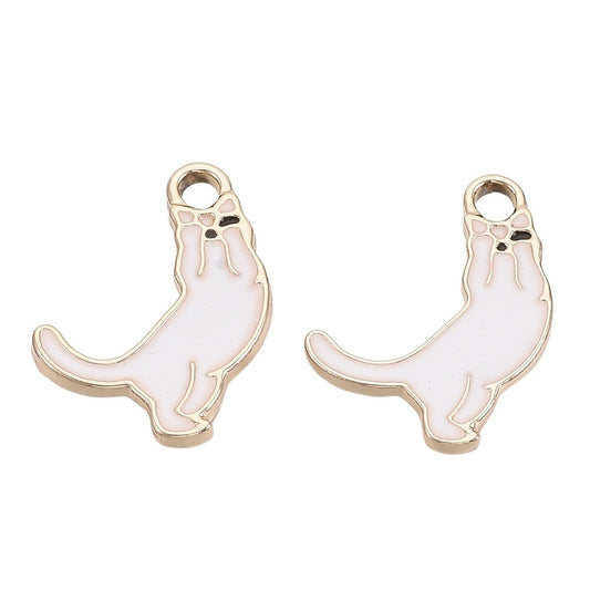 Cat Wink & Stretch Charm   White 5
