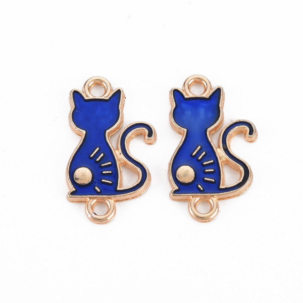 Rising Sun Cat Charm   Deep Blue Pair