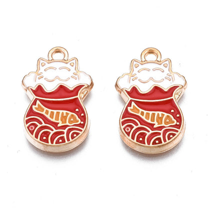Bag Fish Cat Charm   Red Pair