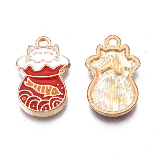 Bag Fish Cat Charm   Red Pair