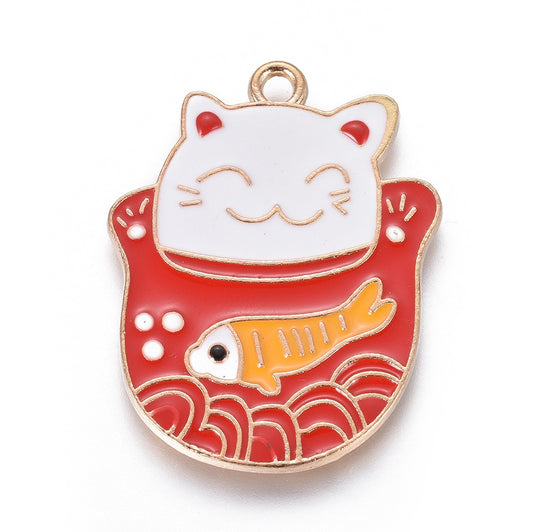Maneki Neko GoldFish Cat   Red Each