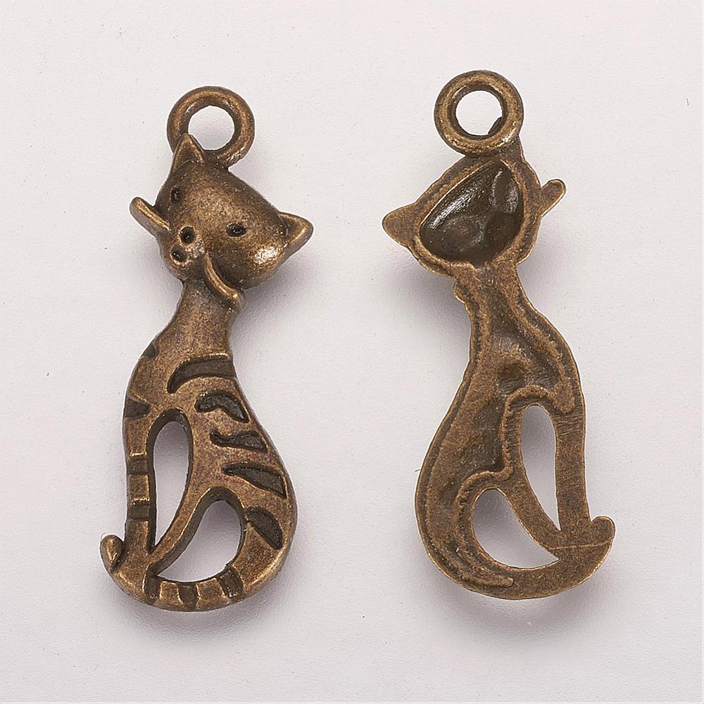 50s TabbyTigerCatCharm    AntBronze 10