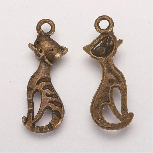 50s TabbyTigerCatCharm    AntBronze 10