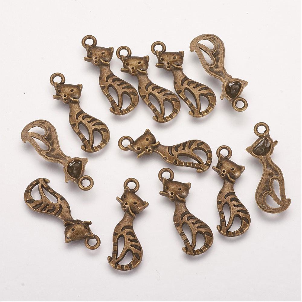 50s TabbyTigerCatCharm    AntBronze 10
