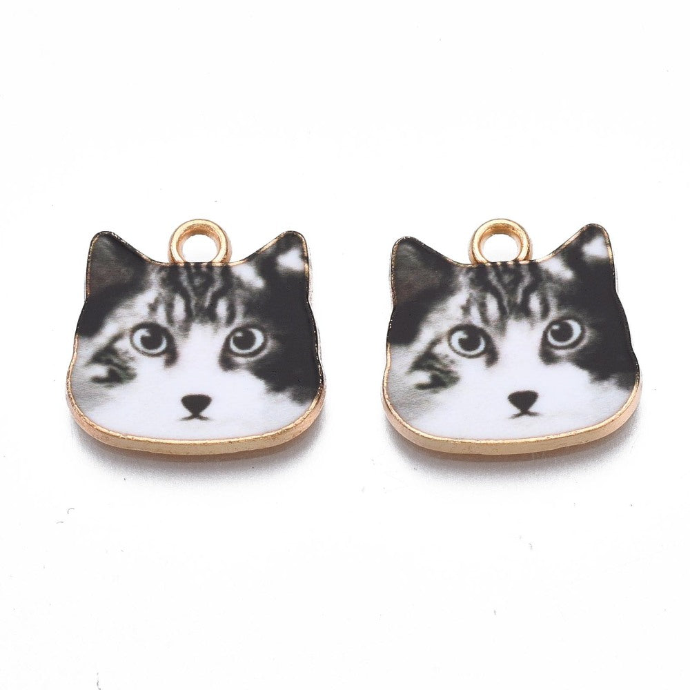 Hypnotic Cat Charm   Black & White Pair