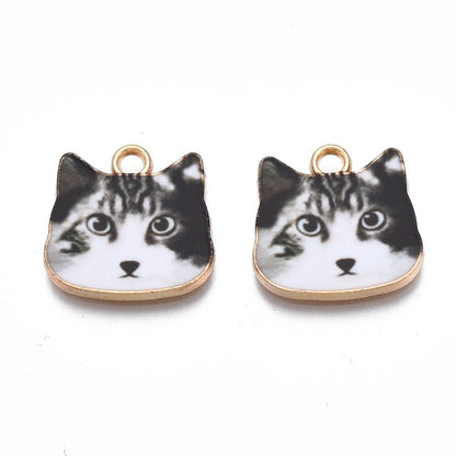 Hypnotic Cat Charm   Black & White Pair