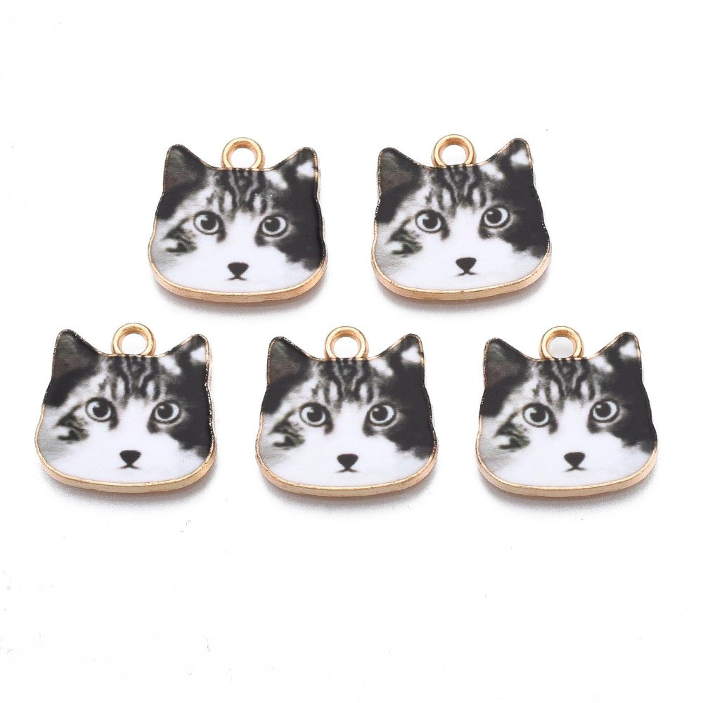 Hypnotic Cat Charm   Black & White Pair