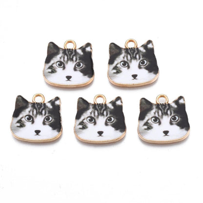 Hypnotic Cat Charm   Black & White Pair