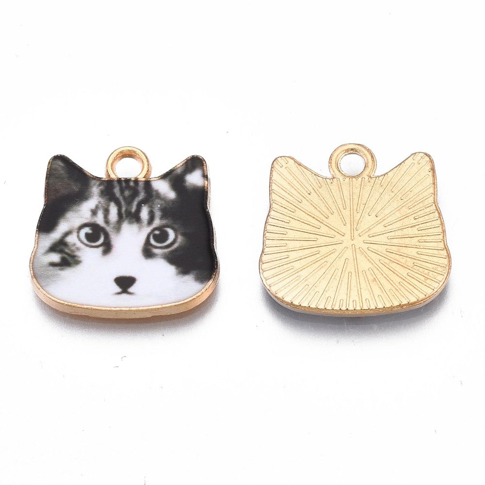 Hypnotic Cat Charm   Black & White Pair