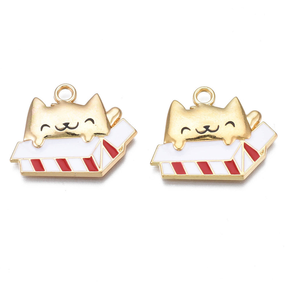 Striped Box Cat   Red and White 2