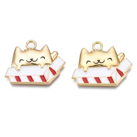 Striped Box Cat   Red and White 2