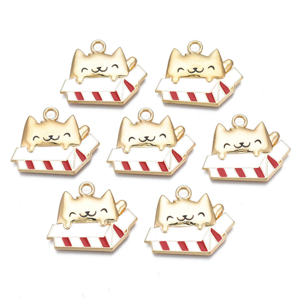 Striped Box Cat   Red and White 2