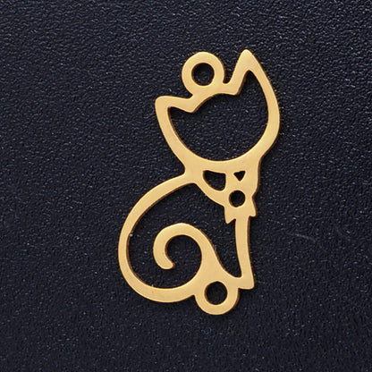 Charm/Pendant/Link Charming Cat - Gold Plated (over Stainless Steel)