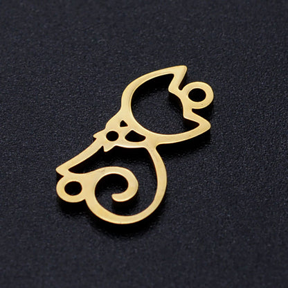 Charm/Pendant/Link Charming Cat - Gold Plated (over Stainless Steel)