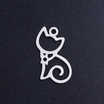 Charming Cat Charm   Stainless Steel Each