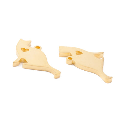 Cat w Heart Charm   GoldPl Stainless Each