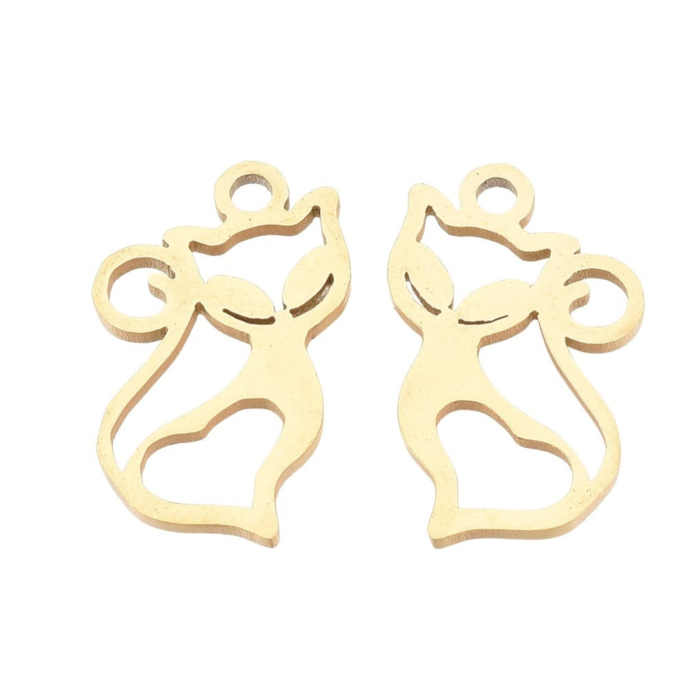 Dancing Heart Cat    GoldPl Stainless Each