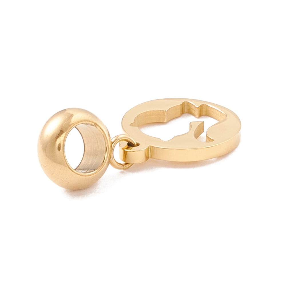 Hollow Euro Cat Charm   Stainless Pair