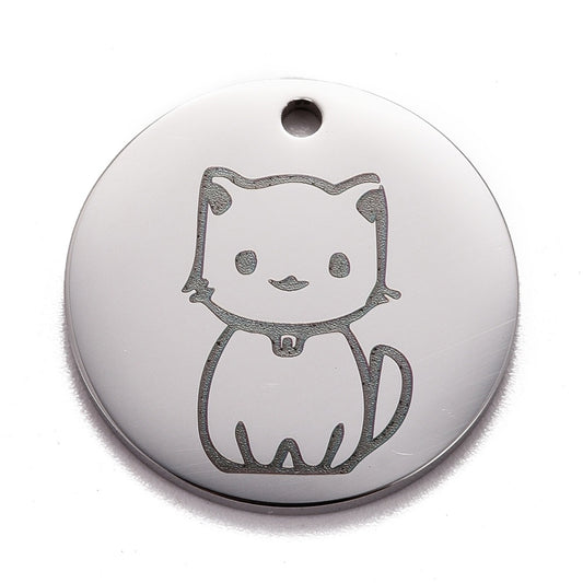 Flat Rd Stoic Cat Charm   Stainless Each