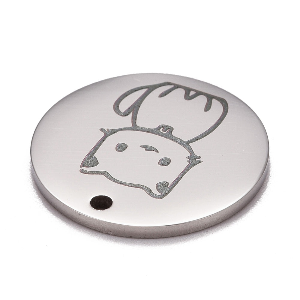 Flat Rd Stoic Cat Charm   Stainless Each