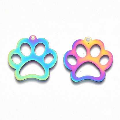 Paw Paw II Charm   Rainbow Stainless Pair