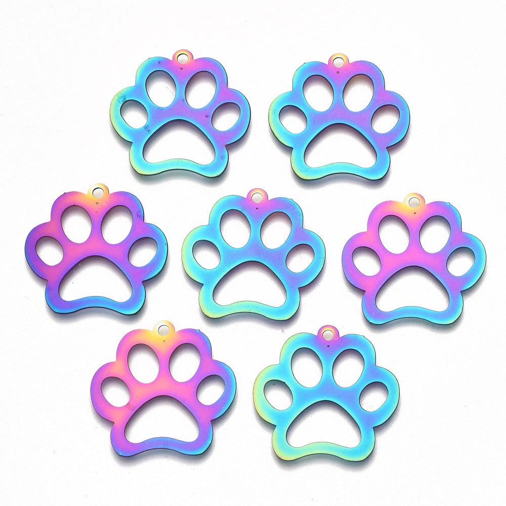 Paw Paw II Charm   Rainbow Stainless Pair