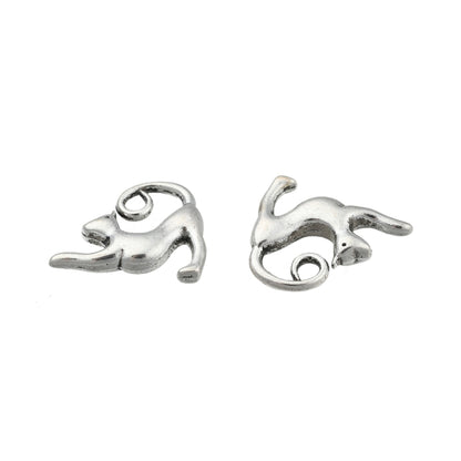 3D Stretching Cat Charm   Ant Silver 20