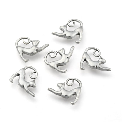 3D Stretching Cat Charm   Ant Silver 20