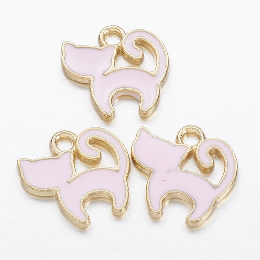 Posing Cat Charm   Pink Pair