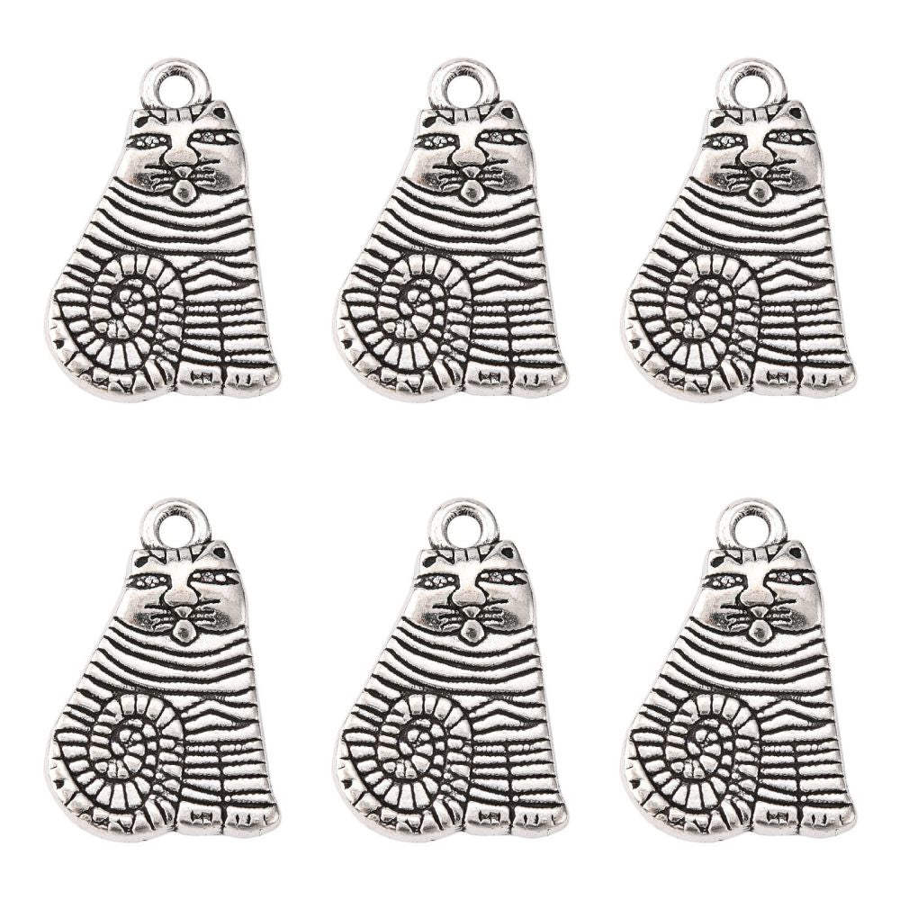 Stripey Cat Charm   Ant Silver 5