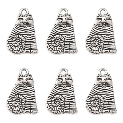 Stripey Cat Charm   Ant Silver 5