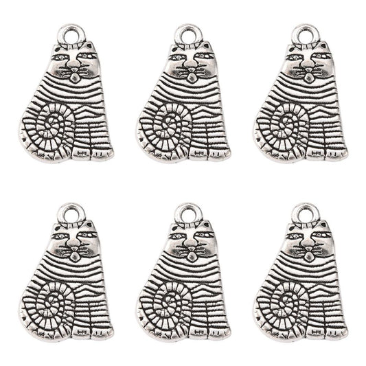 Stripey Cat Charm   Ant Silver 5