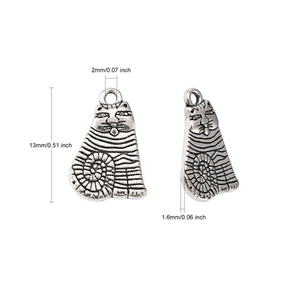 Stripey Cat Charm   Ant Silver 5